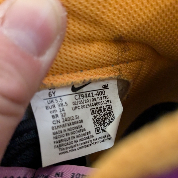 Nike Blazer Mid Aurora Purple Multicolor High Top Sneakers Youth 6 - Picture 8 of 8